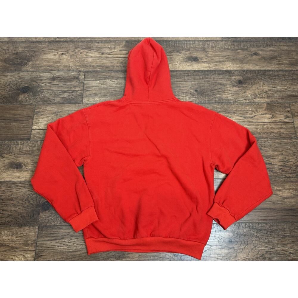 Comfrt Men's Red Fleece Pullover Hoodie Pockets Logo Sz XL READ - Picture 7 of 7